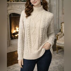 Calvin Klein Women's Sweater S Small Soft Thick Pullover Fishermans Cable NEW